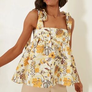 Kika Vargas Yellow Lillies Susan Top size XXS